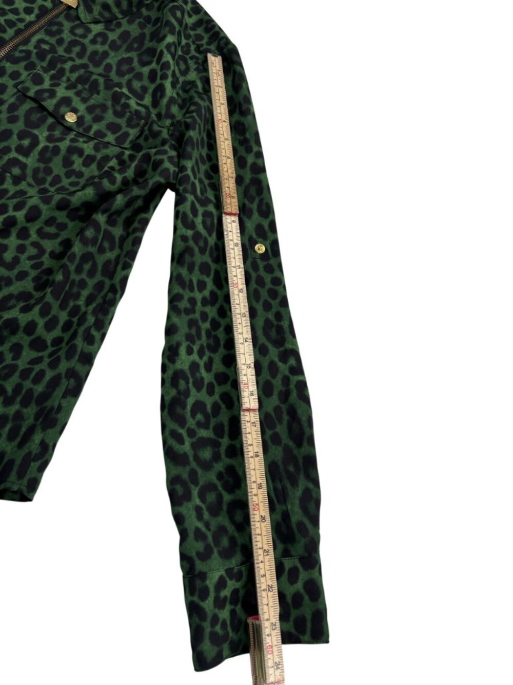 Michael Kors Womens Green & Black Leopard Print Zip-Up Jacket Size M - Picture 9 of 10